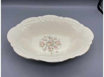 Vintage Taylor Smith And Taylor Porcelain Floral Pattern Bowl With Gold Trim - Made In USA