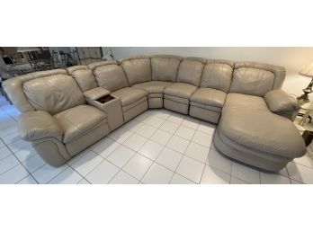 Soft Leather Sectional Couch/Chaise Lounge With Dual Manual Recliner /storage Compartment