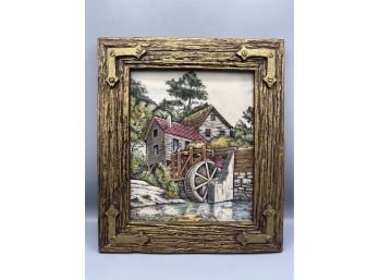 Artini Hand Painted Sculptured Engraving Art Framed - Watermill