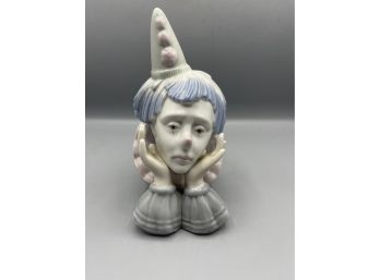 Meico Fine Porcelain Hand Painted Sad Clown Bust Figurine