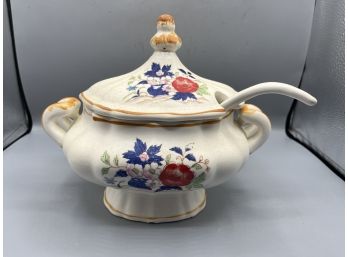 Royal Sealy Floral Pattern Ceramic Soup Tureen - Ladle Included - Made In Japan
