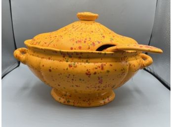 Vintage Ceramic Soup Tureen With Ladle