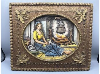 Artini Hand Painted Twin Etched Sculptured Engraving - Women By The Fire