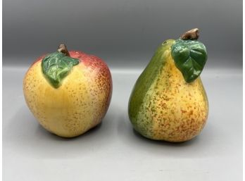 Apple And Pear Porcelain Hand Painted Salt And Pepper Shaker Set