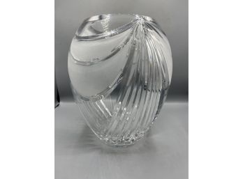 Large Frosted Design Cut Glass Decorative Vase