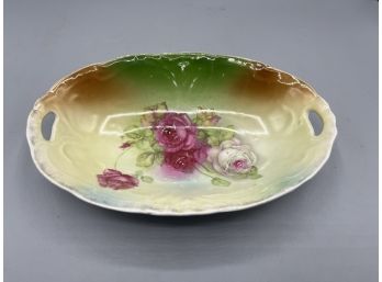 Vintage GH German Porcelain Floral Pattern Bowl With Handles