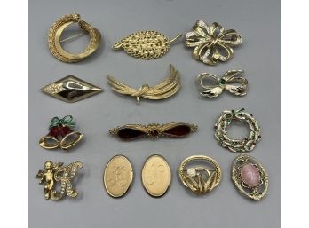 Vintage Brooch Pins - Assorted Lot - 14 Total