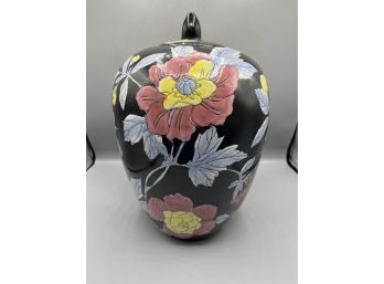 Asian Inspired Floral Pattern Vase With Lid - Made In China