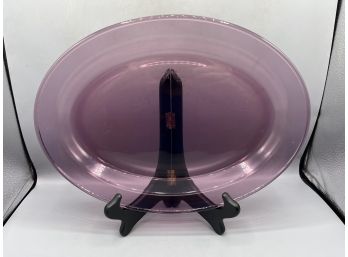 Corning Visions Cranberry Glass Oval Serving Platter #H14 - Made In USA