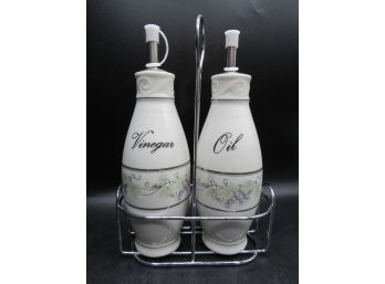 D'Lusso Designs Oil & Vinegar Dispenser With Holder