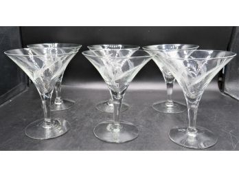 Etched Martini Glasses - Set Of 6