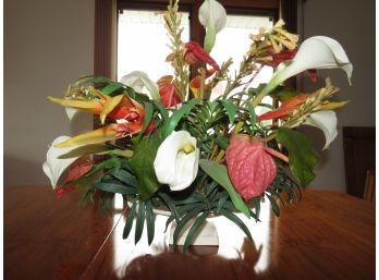 Ceramic Vase With Artificial Floral Arrangement