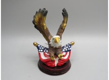 Eagle With American Flag Resin Figurine