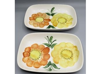 Floral Rectangular Dishes - Set Of 2