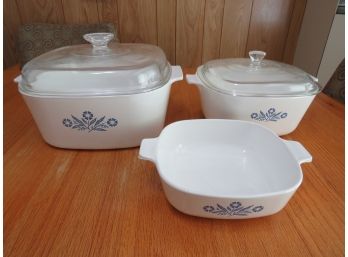 Corning Ware Blue Cornflower Baking Dishes - Set Of 3