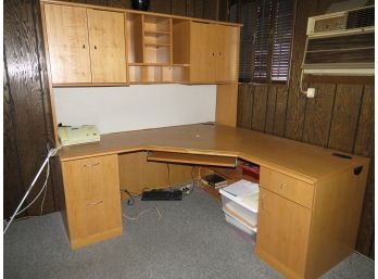 Desk 'L' Shape With Hutch Storage Top