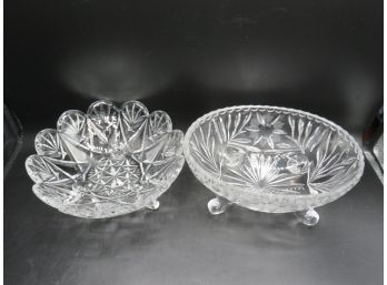 Footed Glass Candy Dishes - Assorted Set Of 2