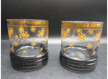 Snowflake Gold - Tone Rocks Glasses - Set Of 2