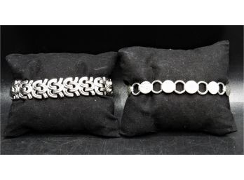 Sarah Cov. & Monet Costume Jewelry Silver Tone Bracelets - Set Of 2