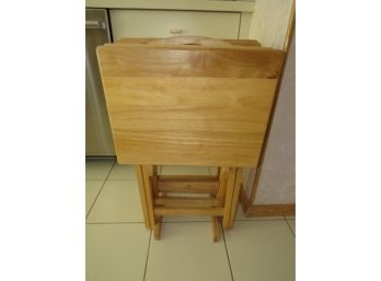 Folding Snack Tables & Storage Rack - 4 Tables