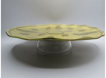 Gold-tone Pedestal Glass Cake Stand