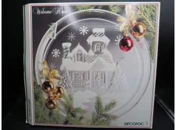 Arcoroc 'welcome Home' Glass Platter In Original Box