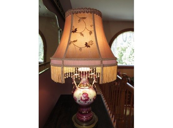 Ceramic/metal Table Lamp With Tassel Trimmed Shade