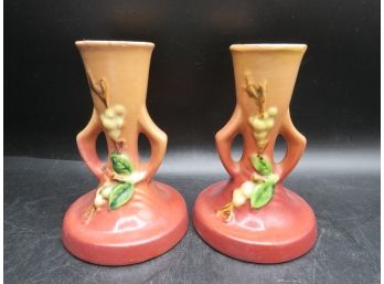 Roseville Pottery Candlestick Holders - Set Of 2