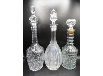 Glass Decanters With Stoppers - Assorted Set Of 3
