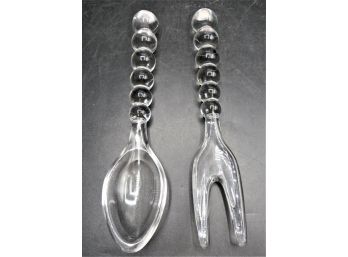 Glass Serving Fork & Spoon - Set Of 2