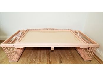 Wood Pink Snack/storage Bed Tray Table With Removable Tray