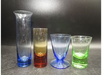 Colored Glass Shot Glasses - 4 Styles - 18 Glasses