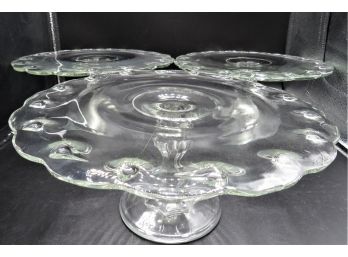 Glass Pedestal Cake Stands - Set Of 3