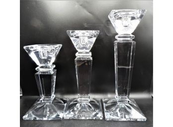 Glass Candlesticks - Set Of 3