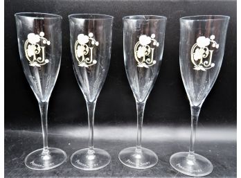 Perrier Jouet Champagne Glasses Flutes Belle Epoque France Hand Painted - Set Of 4