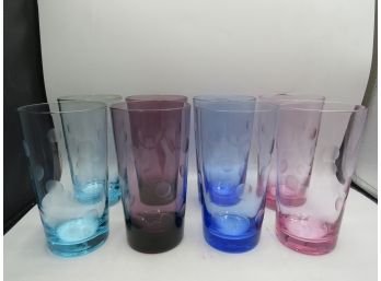 Polka Dot Colored Glasses - Set Of 8