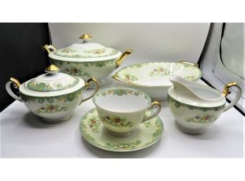 National China Sugar Bowl, Creamer Teacups, Saucers & Serving Dishes - 25 Pieces