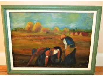 Farmers Working In The Field Framed Painting