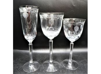Lenox Silver Rimmed Stemmed Wine & Champagne Glasses - Set Of 31