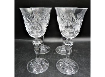 Cut Glass Stemmed Wine Glasses - Set Of 4