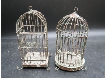 Small Metal Bird Cage Decor - Set Of 2