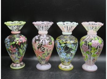 Hand Painted Glass Vases - Set Of 4