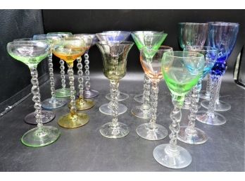 Colored Stemmed Cordial Glasses - Assorted Styles & Colors - Set Of 20
