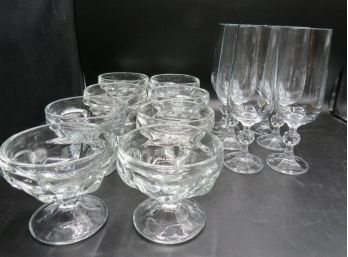 Champagne Glasses Set Of 6 & Footed Dessert Cups Set Of 8 - Total 14 Pieces