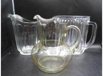 Glass Pitchers - Assorted Set Of 3