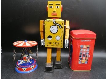 Collectible Tins - English Breakfast Tea, Lilliput Robot, Merry-go-round - Set Of 3