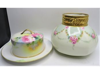 Nippon Plate & Lid & J.P.L Vase - Assorted Set Of 2