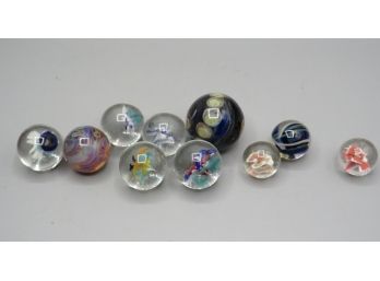 Glass Decorative Marbles - Assorted Sizes - Set Of 10