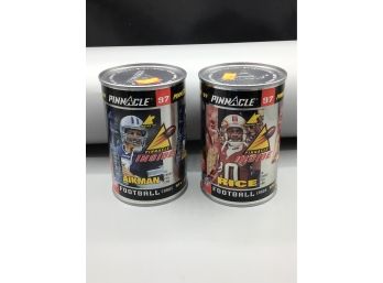 Pinnacle NFL Sealed Football Card Cans  2 Cans 10 Cards Per Can