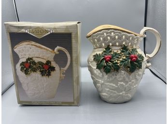 Diamond Collection Porcelain Holly Pattern Pitcher - Box Included